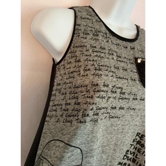 Star Wars Embellished Pocket Girls Large 10-12 Black/Gray - Picture 3 of 8